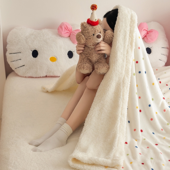 91家纺网 家纺一手货源 找家纺 艾特你 2025新款ins羊羔绒牛奶绒可被套休闲毯单被套-毯子图 多彩