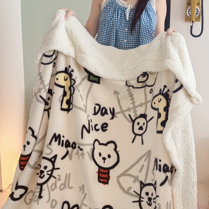 91家纺网 家纺一手货源 找家纺 艾特你 2025新款ins羊羔绒牛奶绒可被套休闲毯单被套-毯子图 几何世界