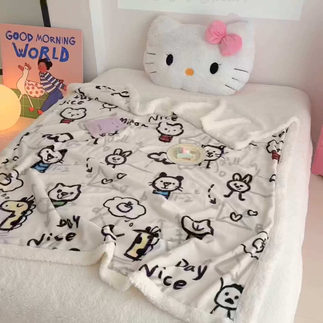 91家纺网 家纺一手货源 找家纺 艾特你 2025新款ins羊羔绒牛奶绒可被套休闲毯单被套-毯子图 几何世界