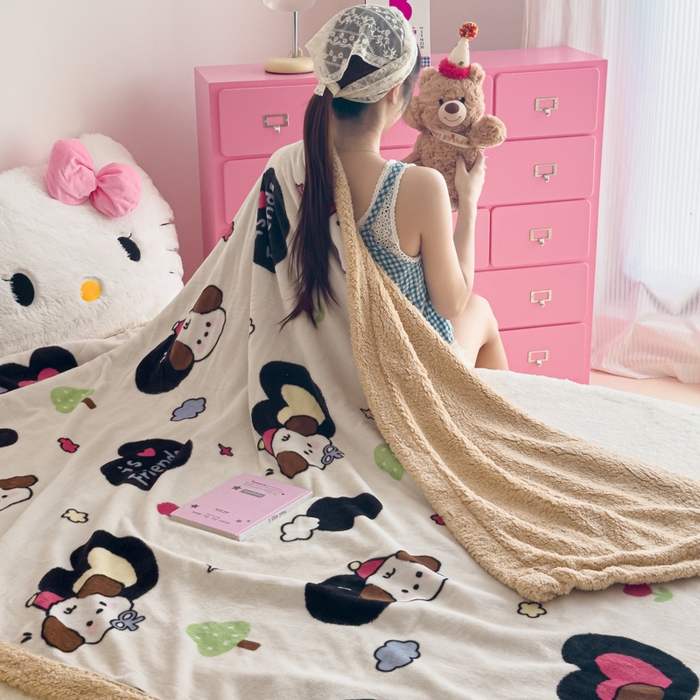 91家纺网 家纺一手货源 找家纺 艾特你 2025新款ins羊羔绒牛奶绒可被套休闲毯单被套-毯子图 爱丁屋