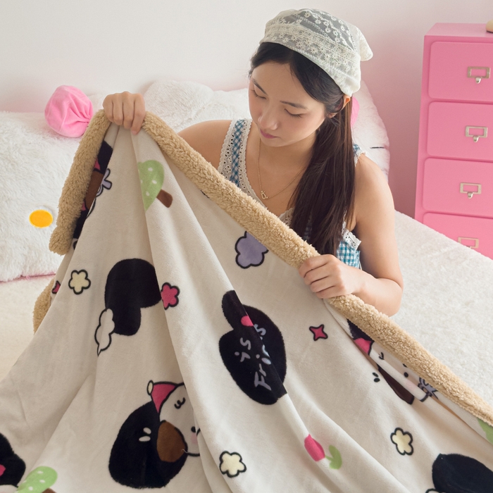 91家纺网 家纺一手货源 找家纺 艾特你 2025新款ins羊羔绒牛奶绒可被套休闲毯单被套-毯子图 爱丁屋