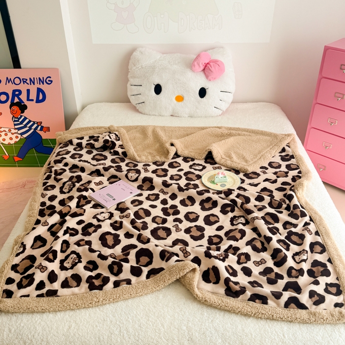 91家纺网 家纺一手货源 找家纺 艾特你 2025新款ins羊羔绒牛奶绒可被套休闲毯单被套-毯子图 豹纹公主