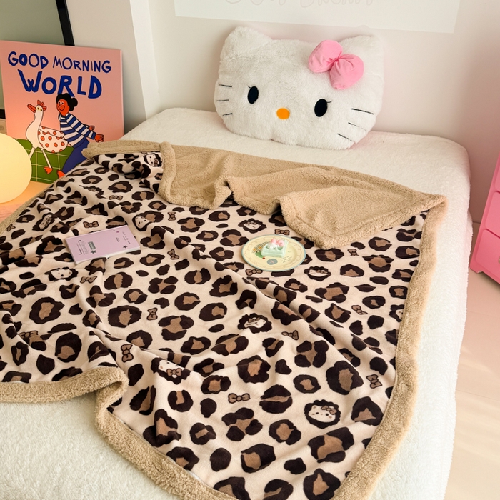 91家纺网 家纺一手货源 找家纺 艾特你 2025新款ins羊羔绒牛奶绒可被套休闲毯单被套-毯子图 豹纹公主