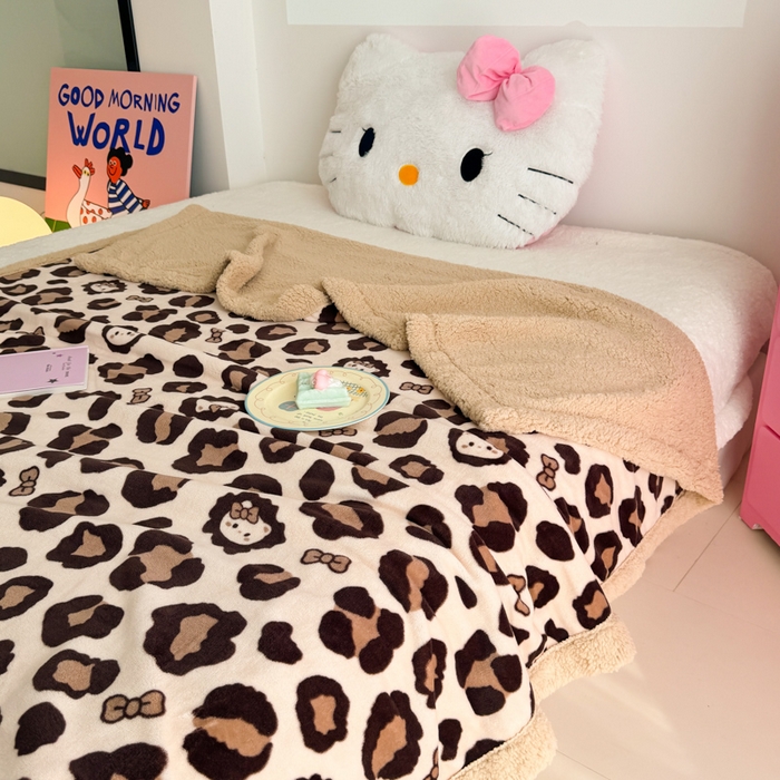 91家纺网 家纺一手货源 找家纺 艾特你 2025新款ins羊羔绒牛奶绒可被套休闲毯单被套-毯子图 豹纹公主