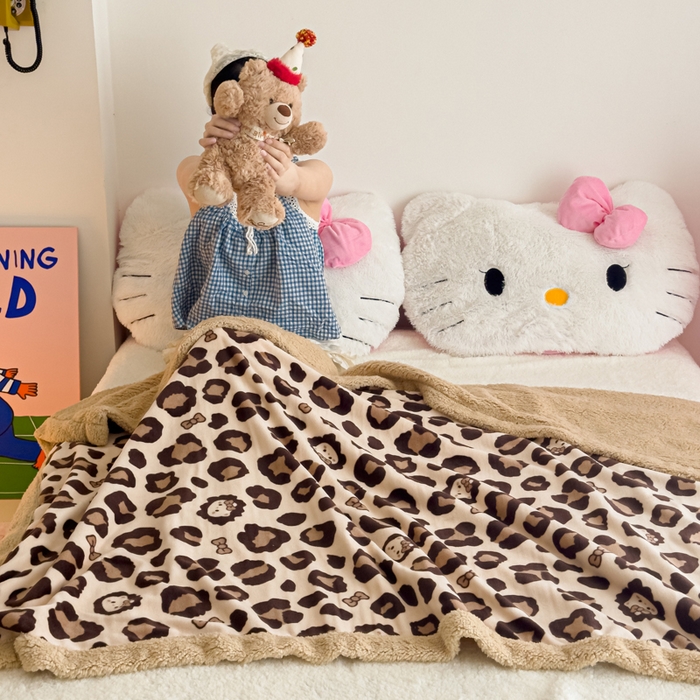 91家纺网 家纺一手货源 找家纺 艾特你 2025新款ins羊羔绒牛奶绒可被套休闲毯单被套-毯子图 豹纹公主