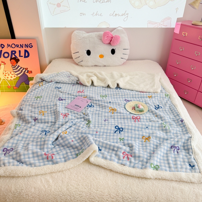 91家纺网 家纺一手货源 找家纺 艾特你 2025新款ins羊羔绒牛奶绒可被套休闲毯单被套-毯子图 彩色物语蓝