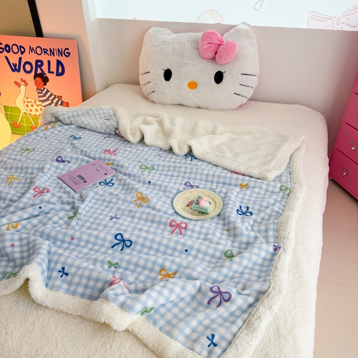 91家纺网 家纺一手货源 找家纺 艾特你 2025新款ins羊羔绒牛奶绒可被套休闲毯单被套-毯子图 彩色物语蓝