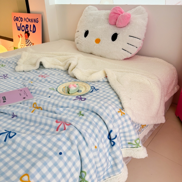 91家纺网 家纺一手货源 找家纺 艾特你 2025新款ins羊羔绒牛奶绒可被套休闲毯单被套-毯子图 彩色物语蓝