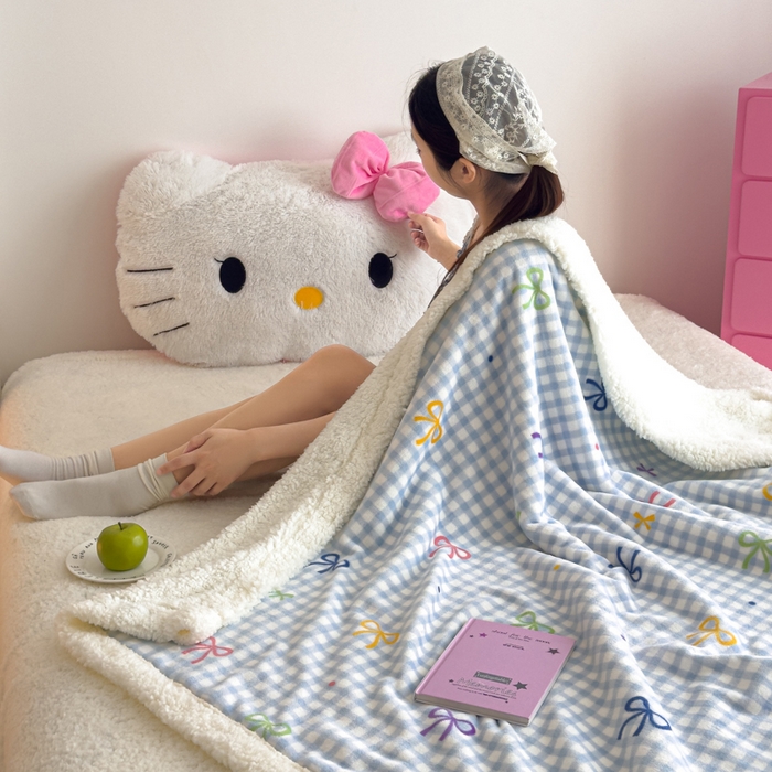 91家纺网 家纺一手货源 找家纺 艾特你 2025新款ins羊羔绒牛奶绒可被套休闲毯单被套-毯子图 彩色物语蓝