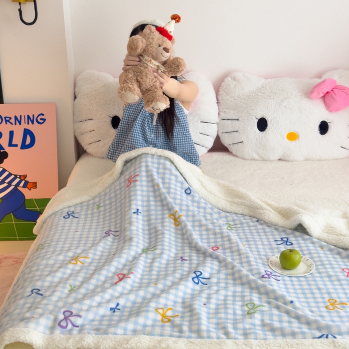 91家纺网 家纺一手货源 找家纺 艾特你 2025新款ins羊羔绒牛奶绒可被套休闲毯单被套-毯子图 彩色物语蓝