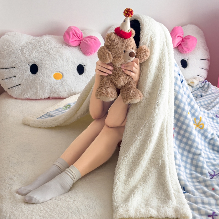 91家纺网 家纺一手货源 找家纺 艾特你 2025新款ins羊羔绒牛奶绒可被套休闲毯单被套-毯子图 彩色物语蓝