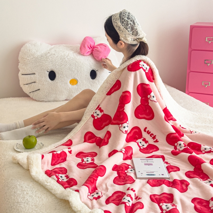 91家纺网 家纺一手货源 找家纺 艾特你 2025新款ins羊羔绒牛奶绒可被套休闲毯单被套-毯子图 多多猫咪