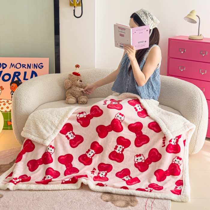 91家纺网 家纺一手货源 找家纺 艾特你 2025新款ins羊羔绒牛奶绒可被套休闲毯单被套-毯子图 多多猫咪