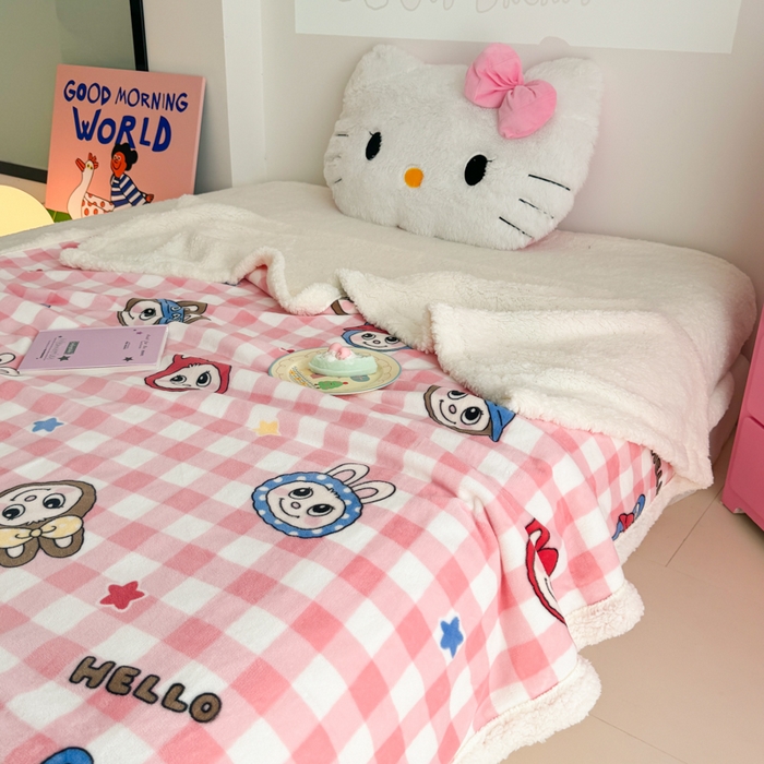 91家纺网 家纺一手货源 找家纺 艾特你 2025新款ins羊羔绒牛奶绒可被套休闲毯单被套-毯子图 格子布布