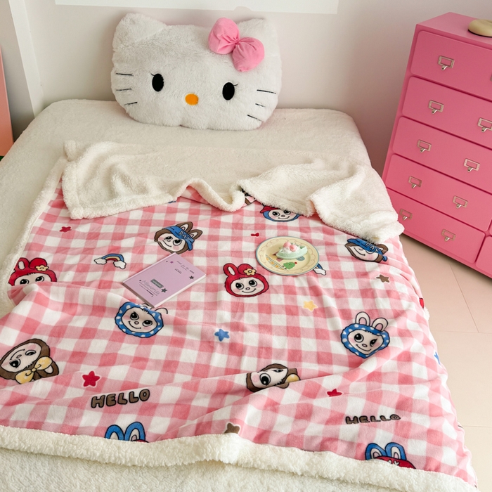 91家纺网 家纺一手货源 找家纺 艾特你 2025新款ins羊羔绒牛奶绒可被套休闲毯单被套-毯子图 格子布布