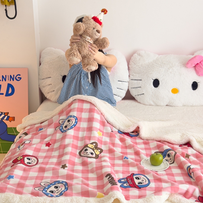 91家纺网 家纺一手货源 找家纺 艾特你 2025新款ins羊羔绒牛奶绒可被套休闲毯单被套-毯子图 格子布布