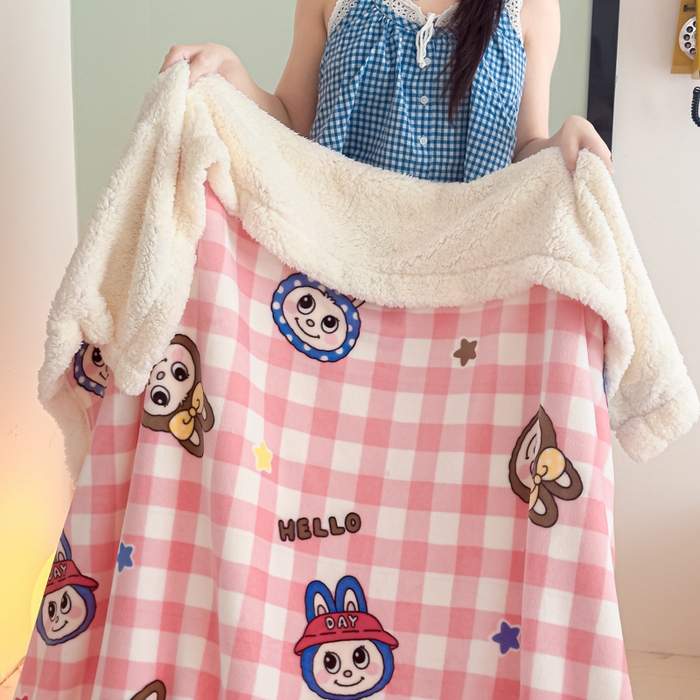 91家纺网 家纺一手货源 找家纺 艾特你 2025新款ins羊羔绒牛奶绒可被套休闲毯单被套-毯子图 格子布布