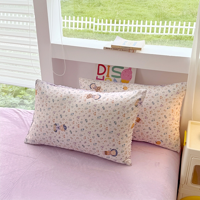 91家纺网 家纺一手货源 找家纺 优迈 2025学生季全棉高克重豆豆绒三四件套加厚保暖婴儿绒牛奶绒单被套单人双人被套加大号棉加绒三四件套 碎花熊兔