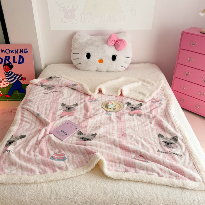 91家纺网 家纺一手货源 找家纺 艾特你 2025新款ins羊羔绒牛奶绒可被套休闲毯单被套-毯子图 欢喜