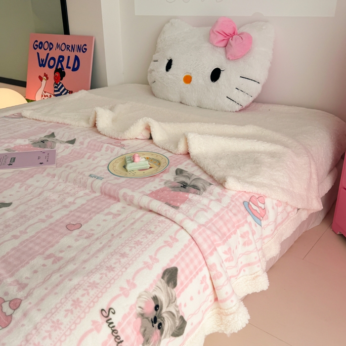 91家纺网 家纺一手货源 找家纺 艾特你 2025新款ins羊羔绒牛奶绒可被套休闲毯单被套-毯子图 欢喜