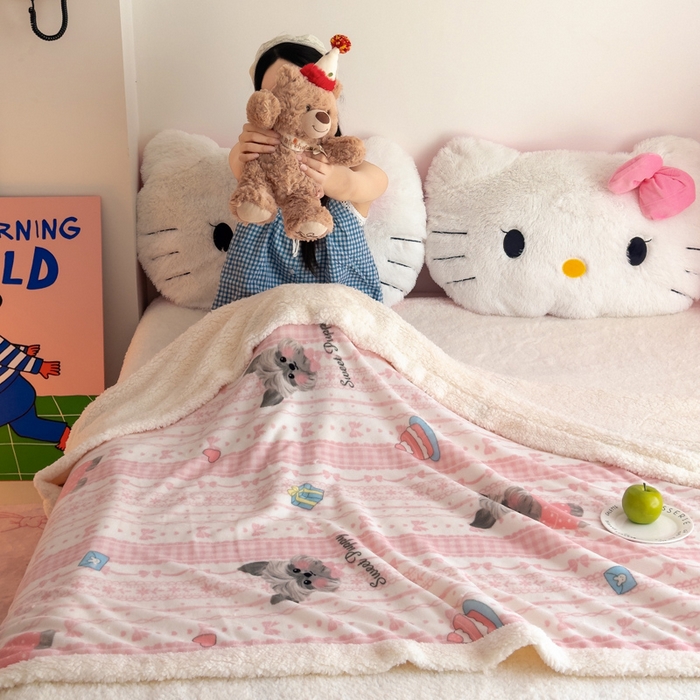 91家纺网 家纺一手货源 找家纺 艾特你 2025新款ins羊羔绒牛奶绒可被套休闲毯单被套-毯子图 欢喜