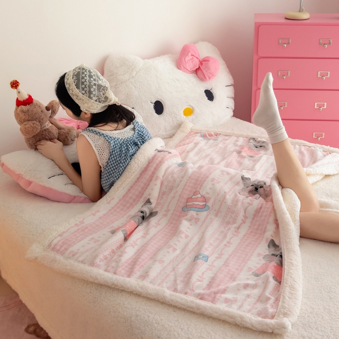 91家纺网 家纺一手货源 找家纺 艾特你 2025新款ins羊羔绒牛奶绒可被套休闲毯单被套-毯子图 欢喜