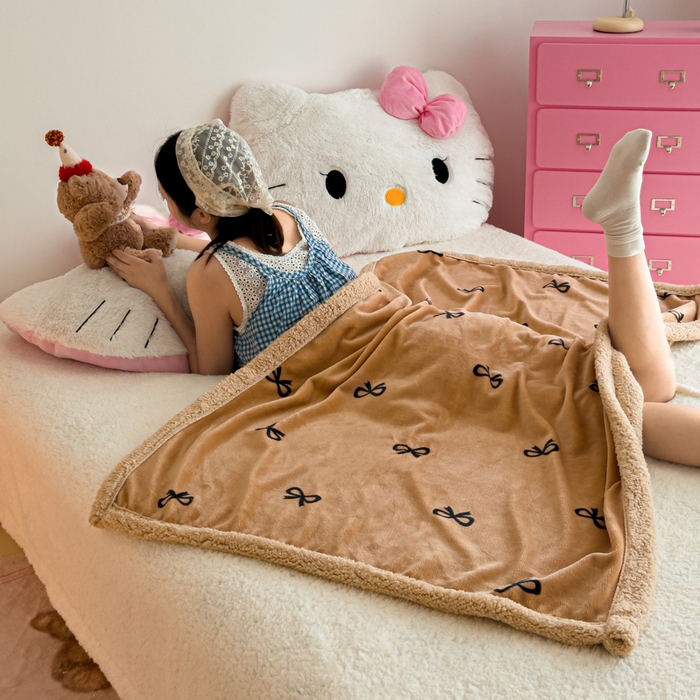 91家纺网 家纺一手货源 找家纺 艾特你 2025新款ins羊羔绒牛奶绒可被套休闲毯单被套-毯子图 卡布基诺