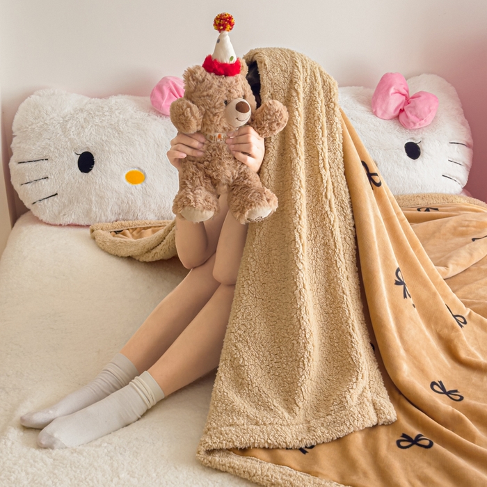 91家纺网 家纺一手货源 找家纺 艾特你 2025新款ins羊羔绒牛奶绒可被套休闲毯单被套-毯子图 卡布基诺