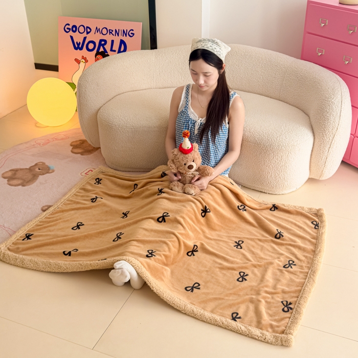 91家纺网 家纺一手货源 找家纺 艾特你 2025新款ins羊羔绒牛奶绒可被套休闲毯单被套-毯子图 卡布基诺