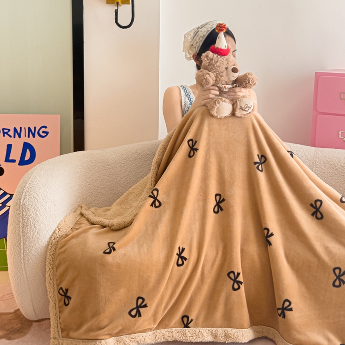 91家纺网 家纺一手货源 找家纺 艾特你 2025新款ins羊羔绒牛奶绒可被套休闲毯单被套-毯子图 卡布基诺