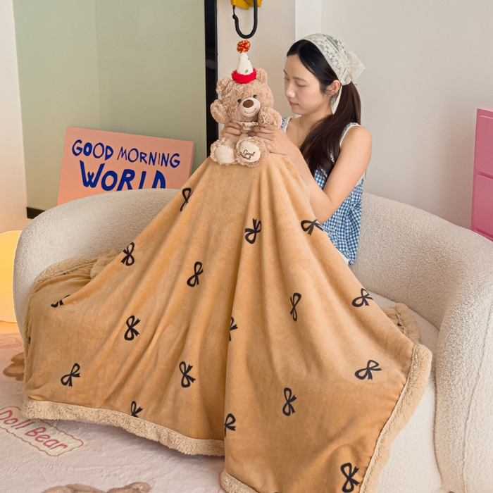 91家纺网 家纺一手货源 找家纺 艾特你 2025新款ins羊羔绒牛奶绒可被套休闲毯单被套-毯子图 卡布基诺