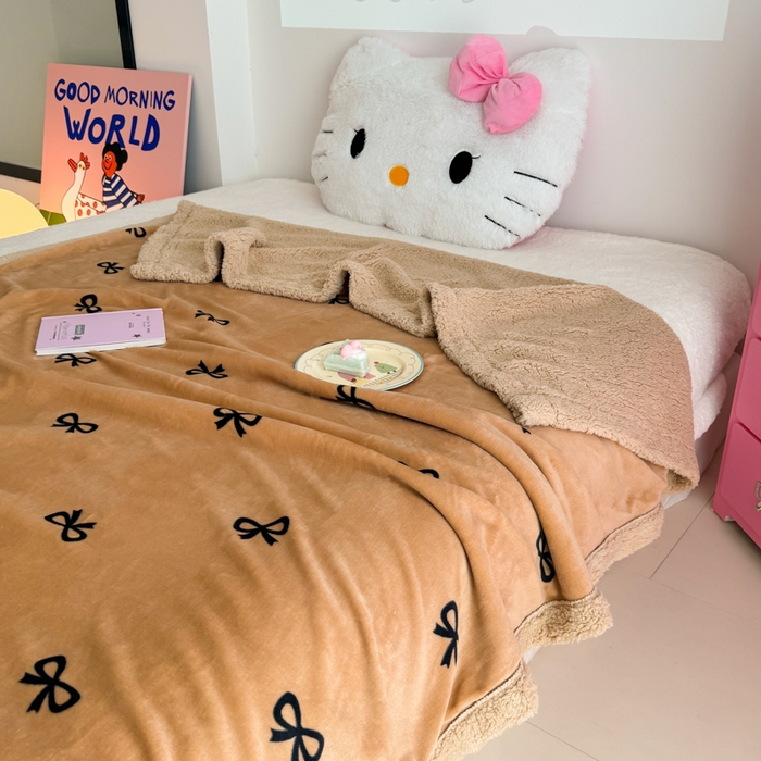 91家纺网 家纺一手货源 找家纺 艾特你 2025新款ins羊羔绒牛奶绒可被套休闲毯单被套-毯子图 卡布基诺