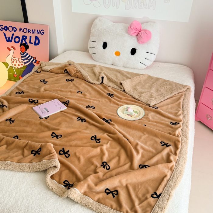 91家纺网 家纺一手货源 找家纺 艾特你 2025新款ins羊羔绒牛奶绒可被套休闲毯单被套-毯子图 卡布基诺