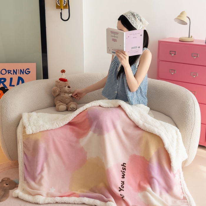 91家纺网 家纺一手货源 找家纺 艾特你 2025新款ins羊羔绒牛奶绒可被套休闲毯单被套-毯子图 梦境