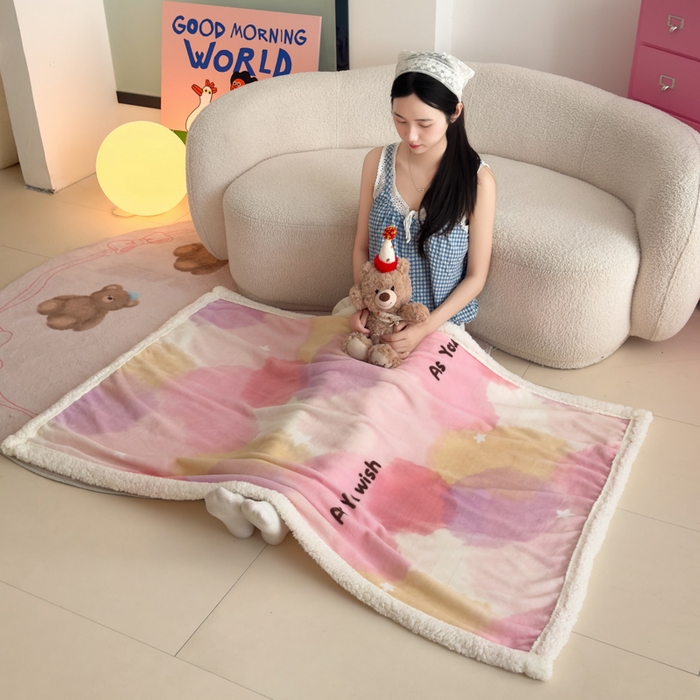 91家纺网 家纺一手货源 找家纺 艾特你 2025新款ins羊羔绒牛奶绒可被套休闲毯单被套-毯子图 梦境