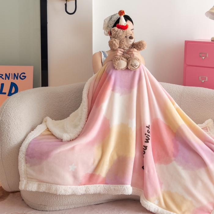 91家纺网 家纺一手货源 找家纺 艾特你 2025新款ins羊羔绒牛奶绒可被套休闲毯单被套-毯子图 梦境