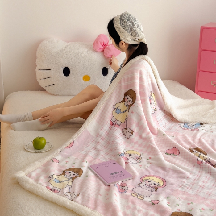 91家纺网 家纺一手货源 找家纺 艾特你 2025新款ins羊羔绒牛奶绒可被套休闲毯单被套-毯子图 米兜