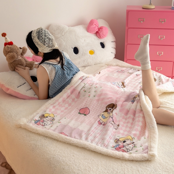 91家纺网 家纺一手货源 找家纺 艾特你 2025新款ins羊羔绒牛奶绒可被套休闲毯单被套-毯子图 米兜