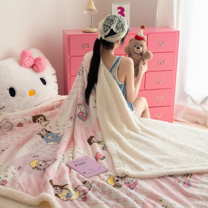 91家纺网 家纺一手货源 找家纺 艾特你 2025新款ins羊羔绒牛奶绒可被套休闲毯单被套-毯子图 米兜