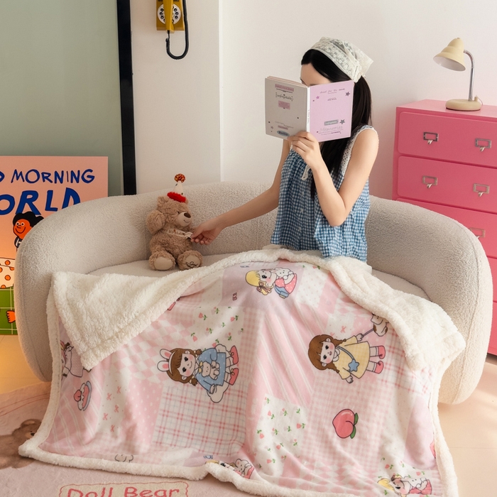 91家纺网 家纺一手货源 找家纺 艾特你 2025新款ins羊羔绒牛奶绒可被套休闲毯单被套-毯子图 米兜