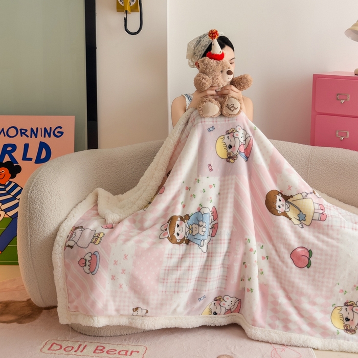 91家纺网 家纺一手货源 找家纺 艾特你 2025新款ins羊羔绒牛奶绒可被套休闲毯单被套-毯子图 米兜