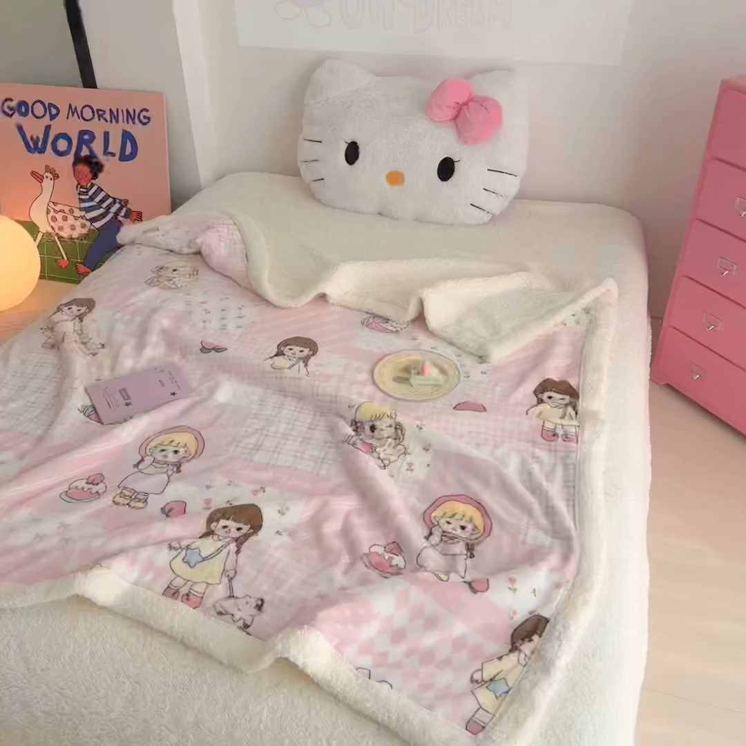 91家纺网 家纺一手货源 找家纺 艾特你 2025新款ins羊羔绒牛奶绒可被套休闲毯单被套-毯子图 米兜