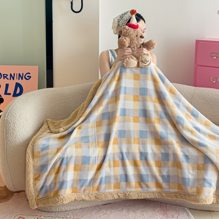 91家纺网 家纺一手货源 找家纺 艾特你 2025新款ins羊羔绒牛奶绒可被套休闲毯单被套-毯子图 墨尔本