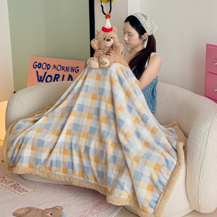 91家纺网 家纺一手货源 找家纺 艾特你 2025新款ins羊羔绒牛奶绒可被套休闲毯单被套-毯子图 墨尔本