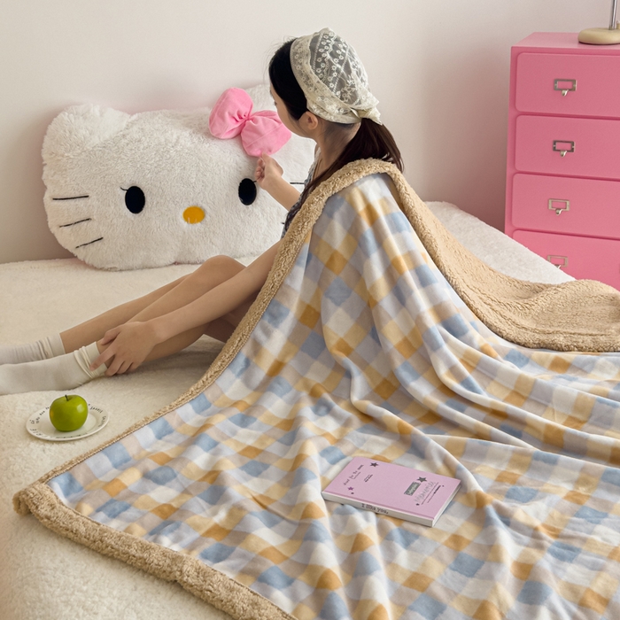 91家纺网 家纺一手货源 找家纺 艾特你 2025新款ins羊羔绒牛奶绒可被套休闲毯单被套-毯子图 墨尔本