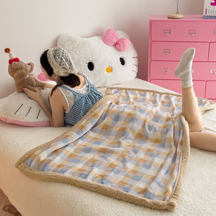 91家纺网 家纺一手货源 找家纺 艾特你 2025新款ins羊羔绒牛奶绒可被套休闲毯单被套-毯子图 墨尔本