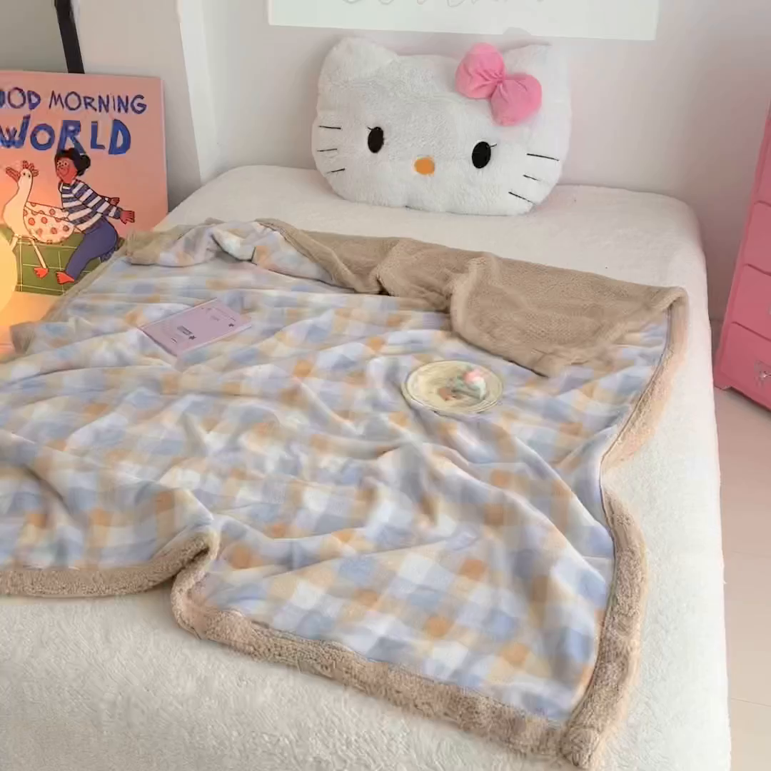 91家纺网 家纺一手货源 找家纺 艾特你 2025新款ins羊羔绒牛奶绒可被套休闲毯单被套-毯子图 墨尔本