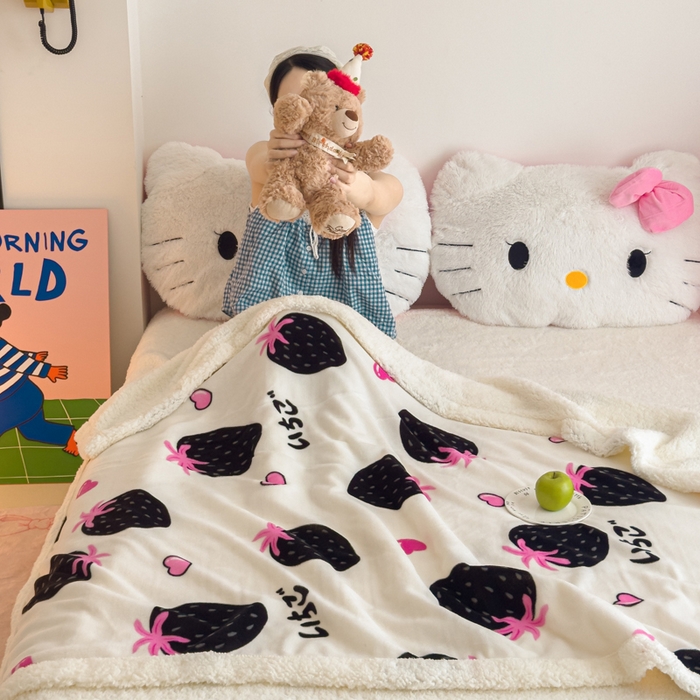 91家纺网 家纺一手货源 找家纺 艾特你 2025新款ins羊羔绒牛奶绒可被套休闲毯单被套-毯子图 山野莓莓