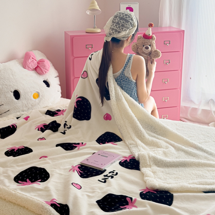 91家纺网 家纺一手货源 找家纺 艾特你 2025新款ins羊羔绒牛奶绒可被套休闲毯单被套-毯子图 山野莓莓