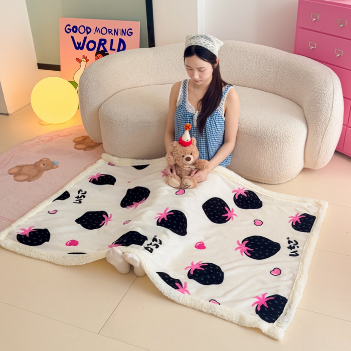 91家纺网 家纺一手货源 找家纺 艾特你 2025新款ins羊羔绒牛奶绒可被套休闲毯单被套-毯子图 山野莓莓